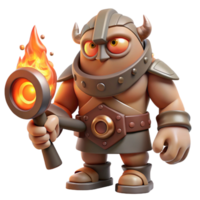 serene rustic An ancient cyclops, with a single burning eye, forging a mighty weapon in a volcanic forge. Fiery lighting and dynamic action. Heroic fantasy style high quality png