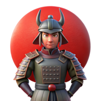 vibrant contemporary A stoic samurai with a stern expression, clad in traditional armor, stands silhouetted against a blood-red moon. Anime style premium png