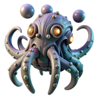 dramatic vintage A colossal, biomechanical space creature floats through the void of space, its tentacles adorned with glowing orbs. H.R. Giger style, dark lighting, surreal atmosphere detailed png
