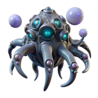 serene abstract A colossal, biomechanical space creature floats through the void of space, its tentacles adorned with glowing orbs. H.R. Giger style, dark lighting, surreal atmosphere 4K png