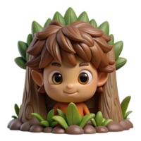 stunning abstract A mischievous brownie, with shaggy hair and pointed ears, hiding amongst the roots of an ancient tree. Dim, forest lighting. Folklore style detailed png