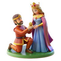 elegant rustic A delicate illuminated manuscript depicting a knight kneeling before a queen, rich jewel tones, medieval miniature style, soft diffused lighting high quality png