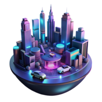 elegant artistic A futuristic cityscape at night, with flying cars and neon signs, viewed from a high vantage point. Anime style high resolution png