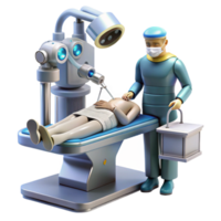 serene minimalist A robotic surgeon performs a complex operation on a cyborg patient in a futuristic operating room. Medical sci-fi style, sterile lighting, detailed medical equipment authentic png
