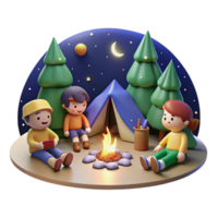 stunning abstract A group of friends camping under the starry night sky, sharing stories around a campfire. Warm, inviting lighting. Anime style professional png