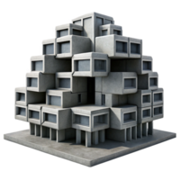 magnificent classic Brutalist concrete apartment complex, modular geometric forms, harsh shadows, dramatic monochrome, highly detailed, Brutalist style authentic png