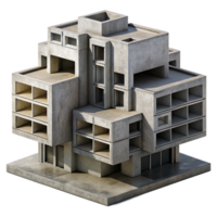 beautiful abstract Brutalist concrete apartment complex, modular geometric forms, harsh shadows, dramatic monochrome, highly detailed, Brutalist style exclusive png