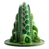 vibrant classic Biomorphic architecture skyscraper, organic forms inspired by nature, green facade, soft diffused light, highly detailed, Biomorphic style 4K png