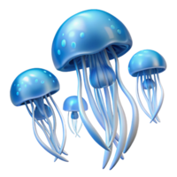 magnificent rustic A school of shimmering jellyfish drifting through deep ocean waters, bioluminescent lighting, abstract style high quality png