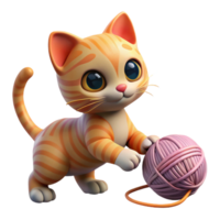 extraordinary modern A playful kitten batting at a ball of yarn, warm indoor lighting, photorealistic style professional png
