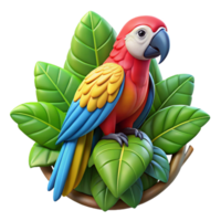 wonderful minimalist A colorful macaw parrot perched on a jungle vine, vibrant colors, digital art high quality png