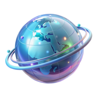 serene contemporary A transparent holographic projection of the Earth, rotating slowly, with data streams flowing around it. Futuristic minimalist style original png