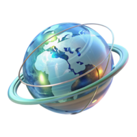 magnificent classic A transparent holographic projection of the Earth, rotating slowly, with data streams flowing around it. Futuristic minimalist style high resolution png