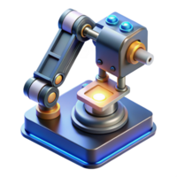 vibrant traditional A robotic arm assembling a complex microchip, illuminated by bright, industrial lighting. Photorealistic style premium png