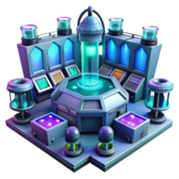 beautiful creative A futuristic laboratory filled with glowing screens and complex equipment. Science fiction style high quality png