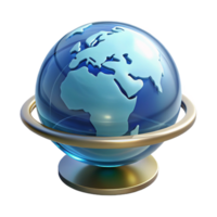 magnificent classic A transparent, levitating sphere displaying a rotating 3D model of the Earth. Futuristic minimalist style professional png