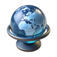 serene contemporary A transparent, levitating sphere displaying a rotating 3D model of the Earth. Futuristic minimalist style exclusive png