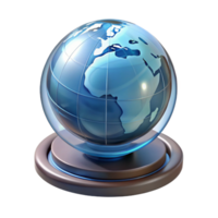 stunning rustic A transparent, levitating sphere displaying a rotating 3D model of the Earth. Futuristic minimalist style original png