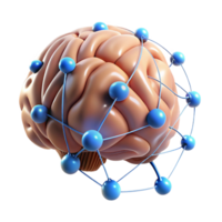 wonderful modern A human brain connected to a network of glowing wires, representing neural interfaces. Biopunk style high quality png