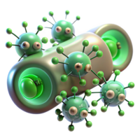 vibrant minimalist A swarm of nanobots repairing damaged human tissue, illuminated by a soft, green light. Microscopic style 4K png
