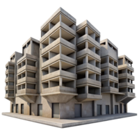 elegant abstract Brutalist apartment complex, exposed concrete, repetitive geometric patterns, overcast sky, gritty, Brutalist style authentic png