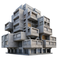 serene rustic Brutalist apartment complex, exposed concrete, repetitive geometric patterns, overcast sky, gritty, Brutalist style authentic png