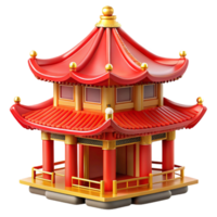 beautiful contemporary Chinese pagoda, multi-tiered structure, red and gold details, ornate roofline, vibrant, Chinese architecture style professional png