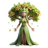 magnificent rustic An elegant dryad emerging from a giant oak tree, adorned with leaves and vines, sunlight dappling through the canopy. Impressionistic style, soft focus professional png