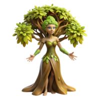 wonderful contemporary An elegant dryad emerging from a giant oak tree, adorned with leaves and vines, sunlight dappling through the canopy. Impressionistic style, soft focus high quality png