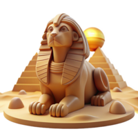 impressive modern A wise sphinx posing its riddle, surrounded by desert sands, bathed in the warm glow of the setting sun. Egyptian art style, hieroglyphic details original png