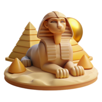 extraordinary creative A wise sphinx posing its riddle, surrounded by desert sands, bathed in the warm glow of the setting sun. Egyptian art style, hieroglyphic details exclusive png