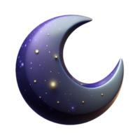 serene traditional A crescent moon in a starry night sky, dark and mysterious lighting, astronomical photography style high resolution png