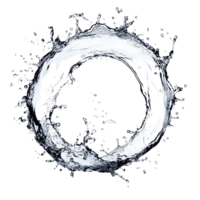 Water splashes create a dynamic circular pattern in an isolated visual display, showcasing fluid motion and clarity, Water splashing out from circle shape isolated png