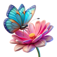 beautiful rustic A delicate butterfly perched on a flower, vibrant colors, macro photography style 4K png