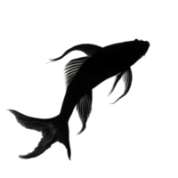 Silhouette of a leaping fish against a transparent background showcasing its graceful movement and elegant form, Leaping Fish Silhouette transparent background png