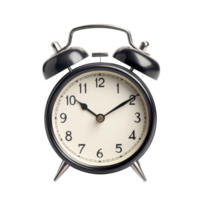 Classic alarm clock with black casing on transparent background signaling the start of a new day, Alarm clock isolated transparent background png