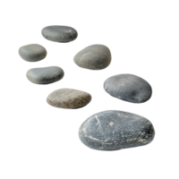 A beautiful scattering of smooth river stones arranged artistically on a clean transparent background, scattering of river stones on transparent background, png