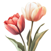 Beautiful tulips with soft hues arranged elegantly against a transparent background during springtime, Beautiful tulips isolated transparent background png