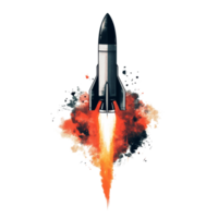 A space rocket launches against a clean transparent background, showcasing the power of exploration and innovation, space rocket launch on transparent background png
