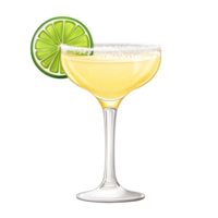 Refreshing margarita cocktail with tequila and lime garnish on a transparent background perfect for summer gatherings, margarita cocktail tequila isolated on transparent background png