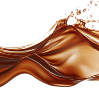 Flowing brown liquid creates elegant waves against a transparent background, brown color liquid flowing wave isolated on transparent background png