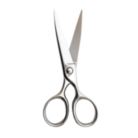 Top view of closed metal scissors on a plain transparent background highlighting their design and craftsmanship, Top view of closed scissors isolated on transparent background png