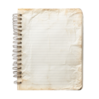 A plain, crumpled paper sheet notebook resting on a clean transparent background ready for writing notes or sketches, Paper sheet notebook with line on transparent backgroundfile png