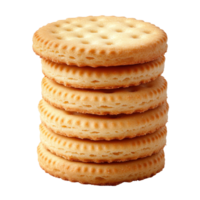 A delicious stack of butter biscuits arranged neatly on a pristine transparent background for a tempting treat, stack of butter biscuits on transparent background png