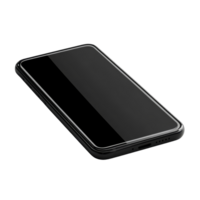 Black modern smartphone lying on a minimalist transparent surface ready for user interaction, Black modern smartphone on transparent backgroundfile png