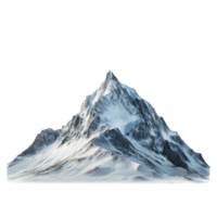Isolated snowcovered mountain peak against a pure transparent background in a serene, tranquil setting, Mountain isolated on transparent background png