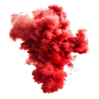 Vibrant red paint splash creating an explosive smoke cloud isolated on a transparent background, red paint splash explosion smoke cloud isolated on transparent background png