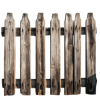 Rustic wooden fence with weathered texture isolated on a transparent background for countrythemed decor and design, Rustic Wooden Fence Isolated on transparent background png