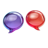 Two vibrant speech bubbles on a clean transparent background for clear communication, two glossy speech bubble isolated on transparent background png