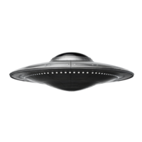 A hovering UFO captured against a plain transparent background, showcasing its distinct disc shape and design, UFO on transparent background png